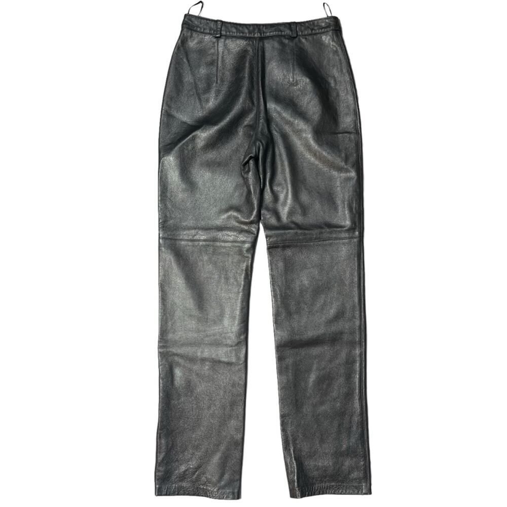 Lady Fashion Vintage Gun Metal Spanish Lamb Skin Napa Pants Size Small
